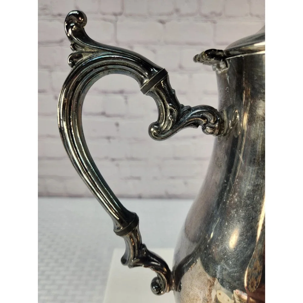 Vtg International Silver Co Silverplated Footed Teapot Coffee Pot w/ Hinged Lid